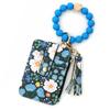 Boho Style Silicone Bead Bracelet Keychain Fragmented Design Leather Card Bag Keychain  Travel