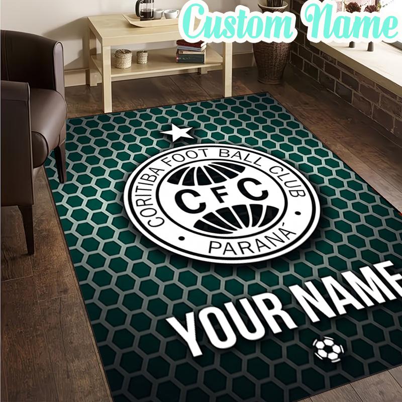 Custom Name Coritiba Football Club Emblem Rug, Office Rug, Chair Rug, Carpet for Living Rooms, Doormat Game Rug Home Decor Christmas Gifts