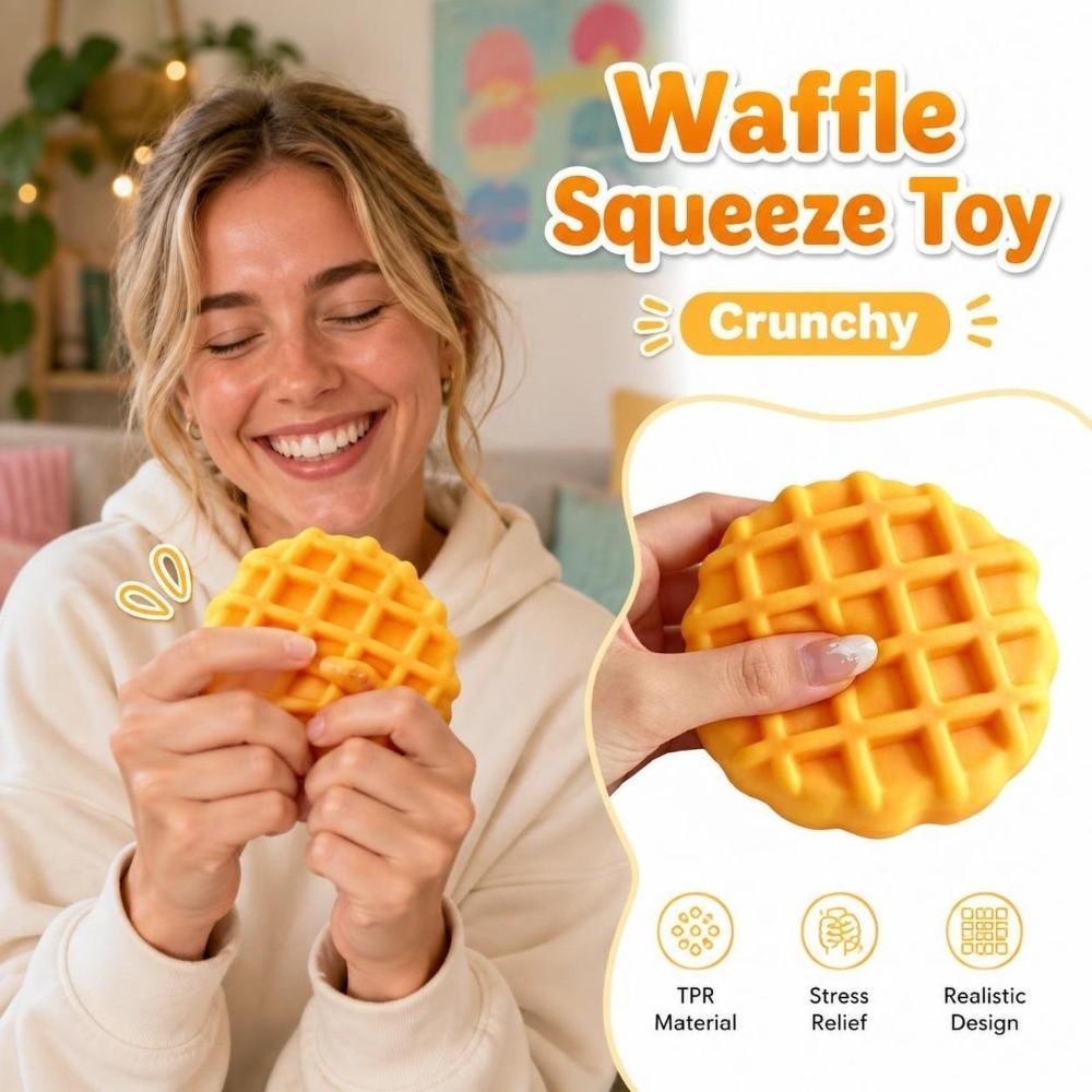 Crunchy Waffle Squeeze Toy Building Blocks Realistic Dessert Pinch TPR Fidget Toy for Kids Adults