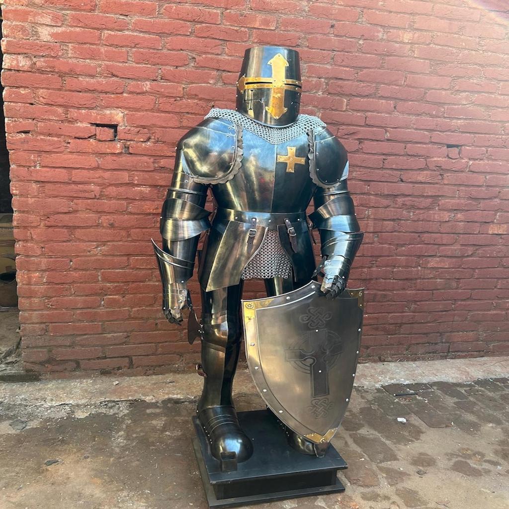 Medieval Templar Knight Armor Suit | Armor Gauntlets | Halloween Cosplay Accessories | Halloween Role Play Costume ~ Larp Armor Stee