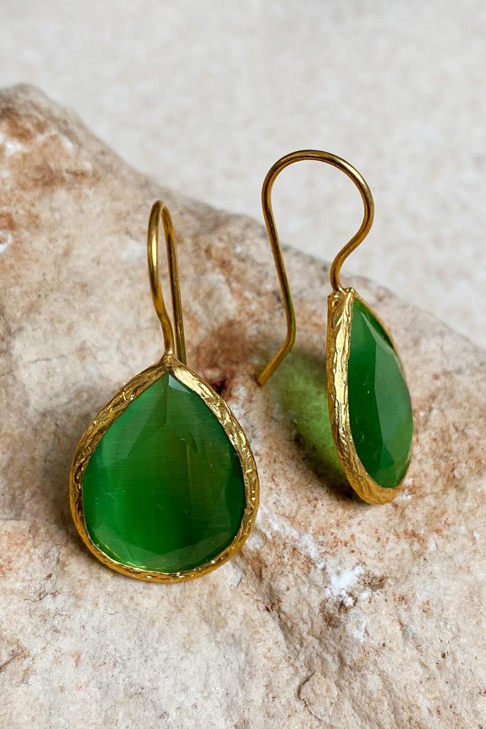 Женские серьги из серии Sun Stone "Кошачий глаз" из 22-каратного золота с желтым покрытием