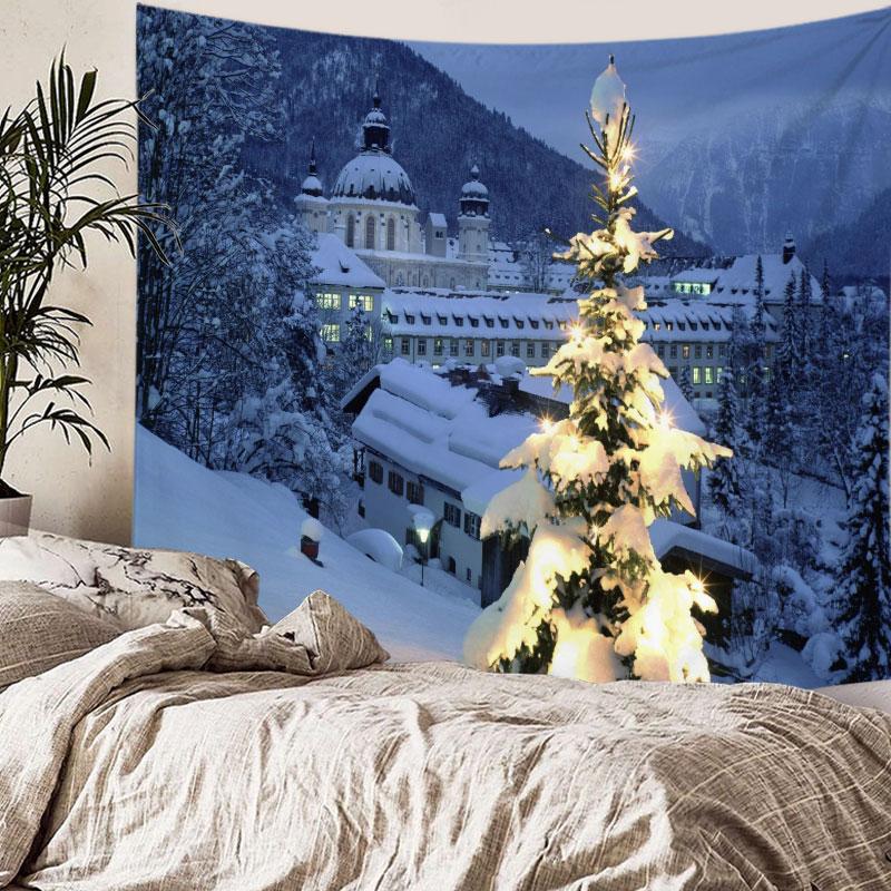 Домашний декор Веселый рождественский Санта узор Печатный гобелен Рождественская елка Гобелен Декор для гостиной и спальни Фон Ткань
