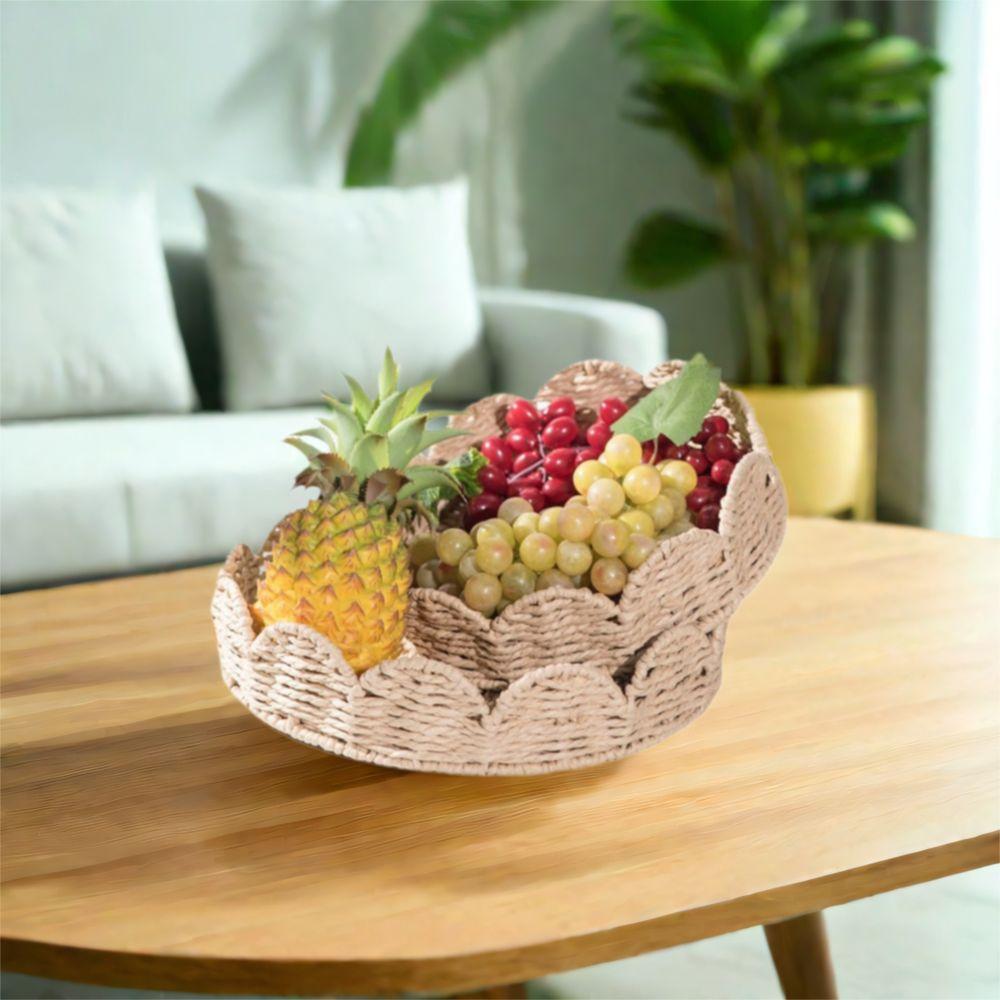Japanese Style Hand Woven Basket Handmade Multipurpose Storage Basket Table Decor