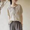 Women's Cotton-Linen Short-Sleeve Retro Ethnic T-Shirt