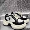 Autumn New Platform Panda Casual Lace-up Sneakers Cross Flower Dad Shoes Women's Shoes