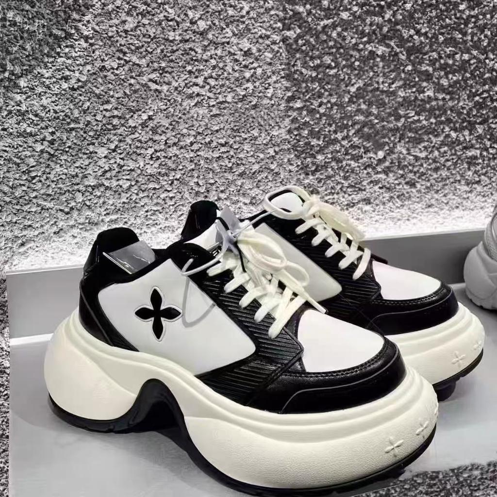 Autumn New Platform Panda Casual Lace-up Sneakers Cross Flower Dad Shoes Women's Shoes
