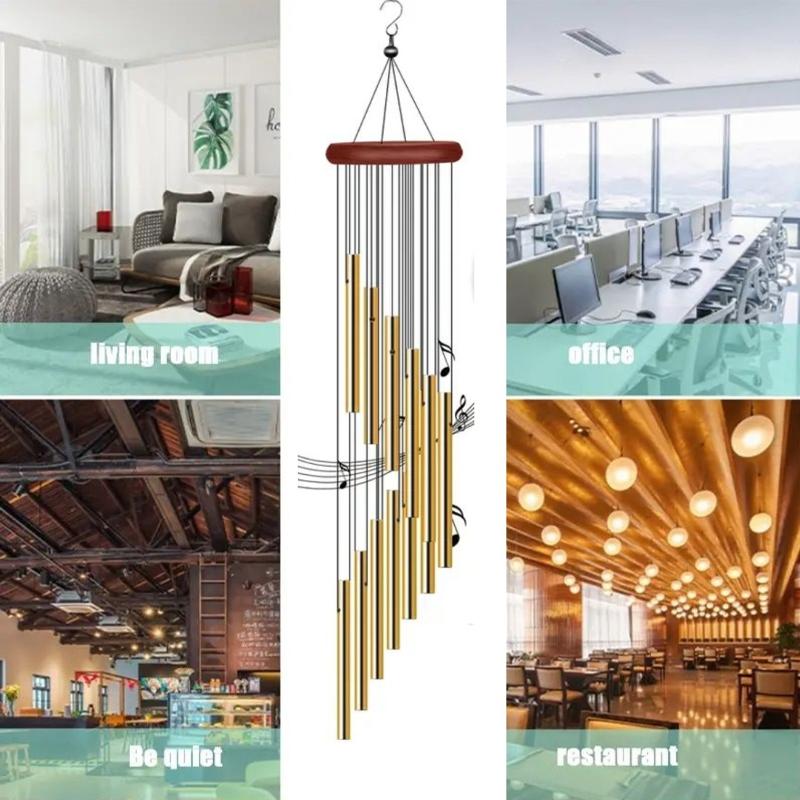 12 металлических алюминиевых трубчатых колокольчиков с крючками, украшение для сада на открытом воздухе, украшение для дома, свадьбы, вечеринки, памятные сувениры