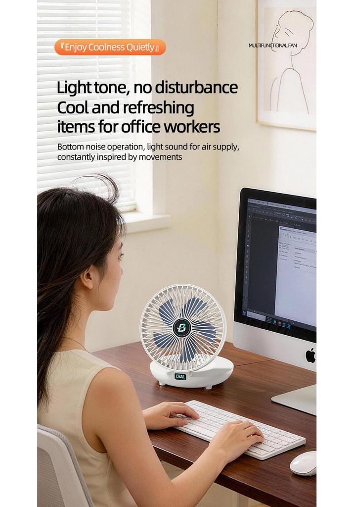 Portable USB Rechargeable Wall-Mountable and Desktop Fan for Dorms and Outdoors