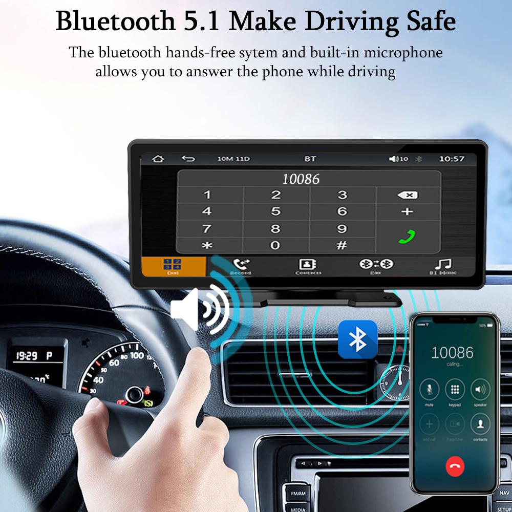 HIPPBQCC Автомагнитола 10.26" CarPlay Android Auto Мультимедийный Видеоплеер 2.5D IPS Сенсорный Экран С BT AUX Входом Для Камеры Заднего Вида