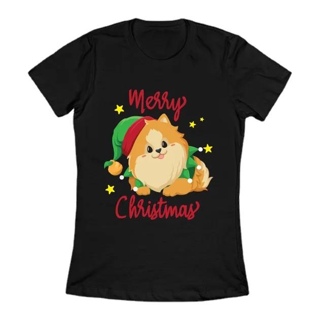 Christmas Pomeranian Merry Xmas Womens TShirt