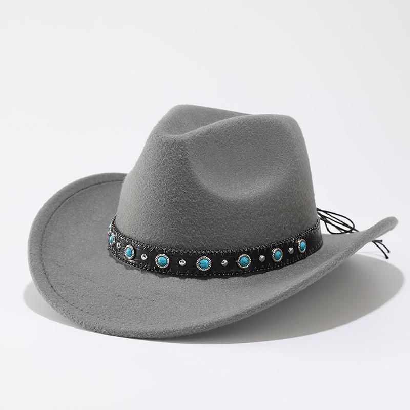 Cowboy hat retro jazz hat sapphire accessory woolen top hat felt hat retro imitation sheep hat cowboy hat