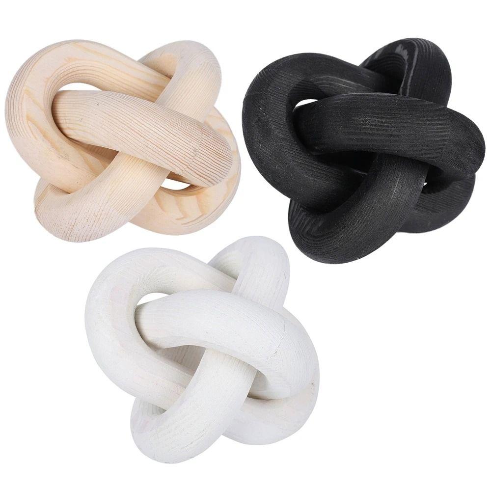 Rustic Design 3-Link Chain Art Craft Wooden Buckle Table Ornament Wooden Chain Ball Wood Knot