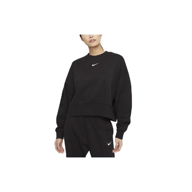 Nike Коллекция спортивной одежды Essentials, вязаный пуловер на флисовой подкладке, женский свитер, черный DJ7666-010