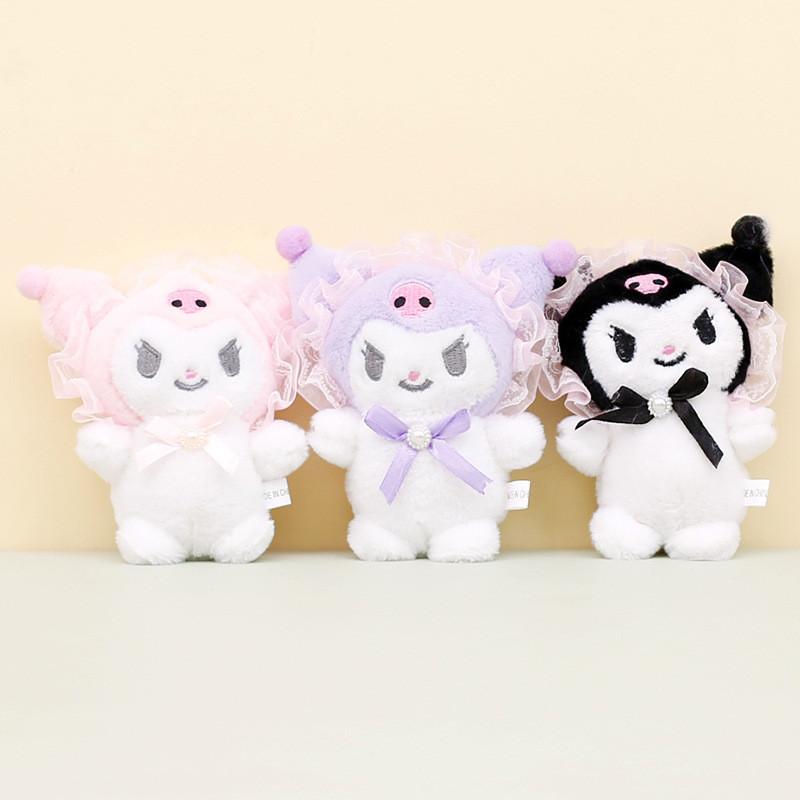 Милый брелок-плюшевая игрушка Sanrio Kuromi, очаровательная коротковорсовая мягкая кукла 12 см