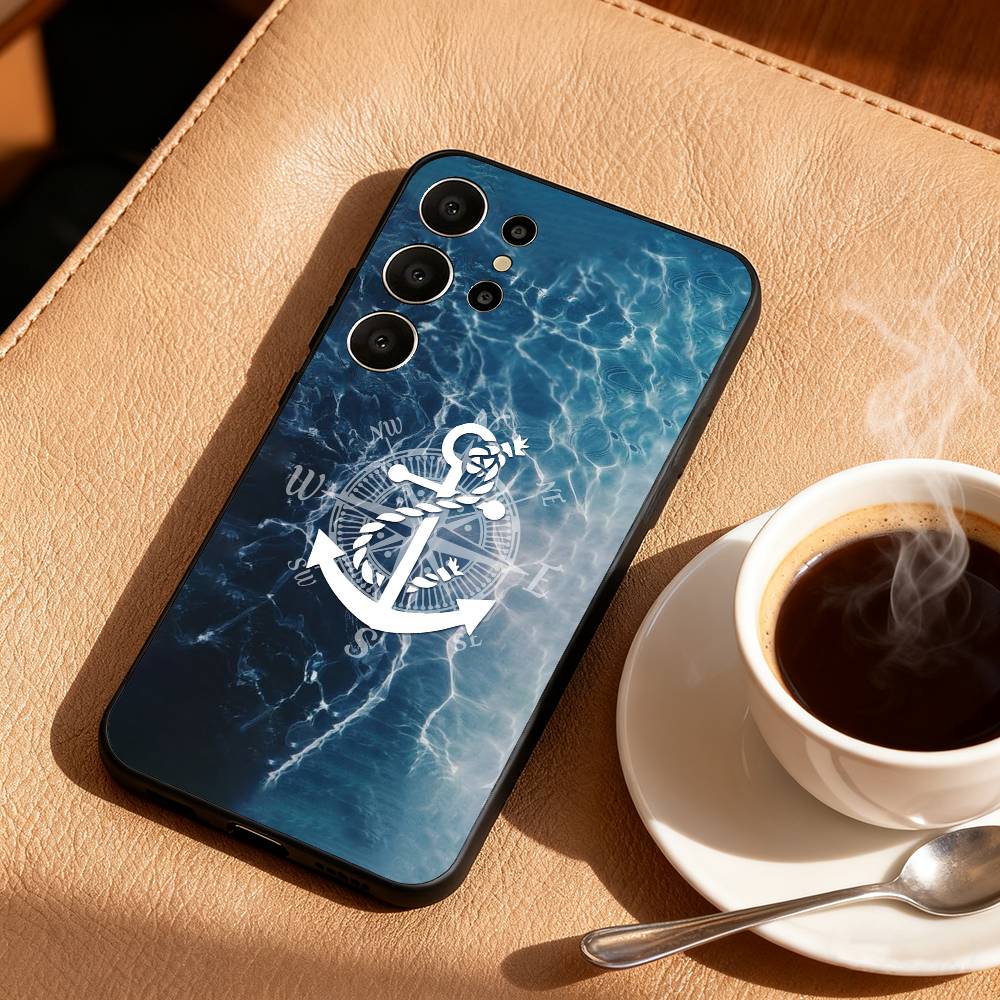 Чехол для телефона C-Compass S-Sailor для Samsung S26, S25, 24, 23, 22, 30, 21, 10, 9, Ultra, Plus, Lite, Черный Мягкий Чехол