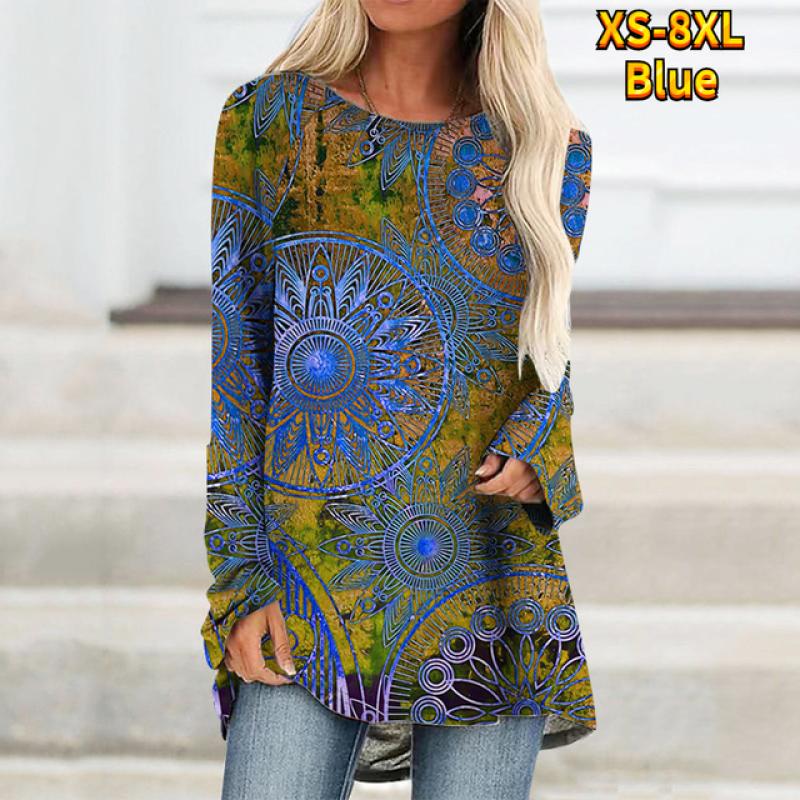 Long Sleeved Hoodie Spring and Autumn Animal Pattern Loose Women Bag Hip Crewneck Top XS-8XL
