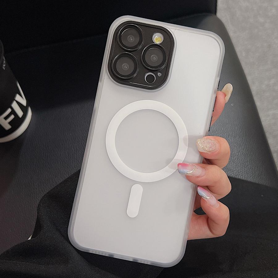 Роскошный магнитный матовый полупрозрачный ударопрочный чехол для iPhone 16 15 14 13 12 11 Pro Max Plus для беспроводной зарядки Magsafe