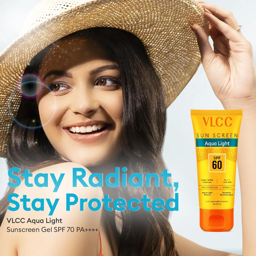 VLCC Аква Лайт Гель-солнцезащита SPF 60 PA++++ Увлажняющий Нежирный Ежедневный Гель для Защиты от Солнца Для Использования на Открытом Воздухе 100 г