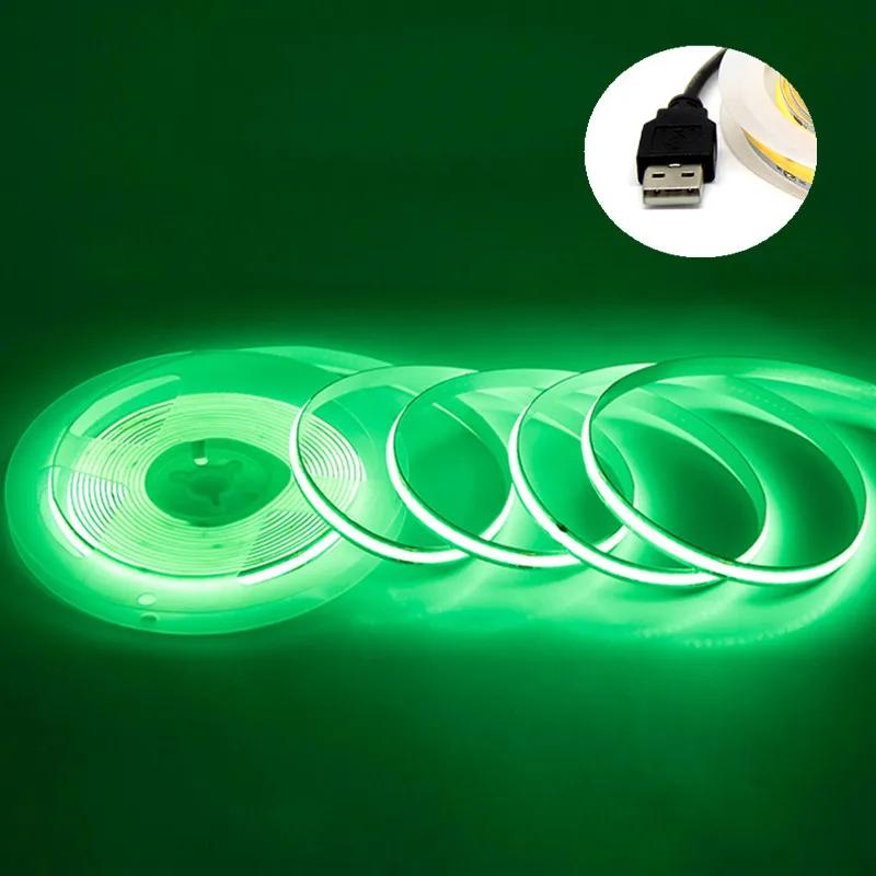 USB COB лента DC5V 320Leds/M Белый/Красный/Желтый Светильник для шкафа Подсветка телевизора Гибкая светодиодная лента для освещения Домашний декор Лампа