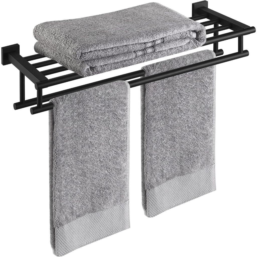 Полка для полотенец из нержавеющей стали SUS 304 Практичная двойная перекладина Полка для полотенец Бытовой держатель для настенного монтажа в ванной