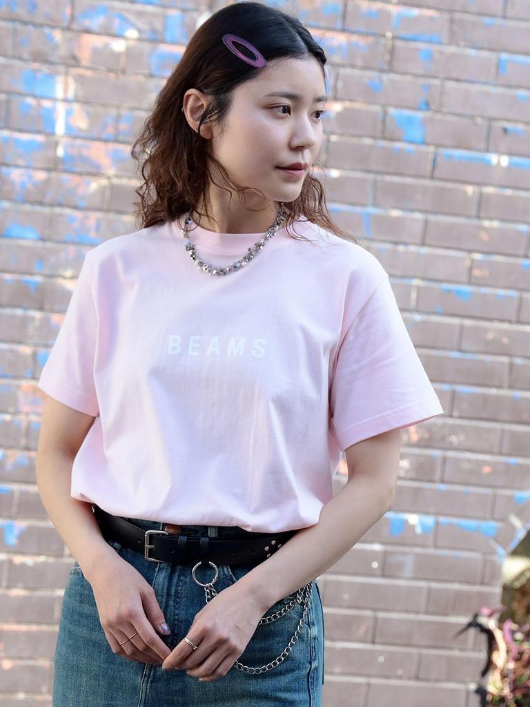 Beams Printed Short Sleeve T-Shirt (Web Exclusive) Logo T-Shirt, 2025 Spring/Summer, Men's, Pink, XL, 11081326591