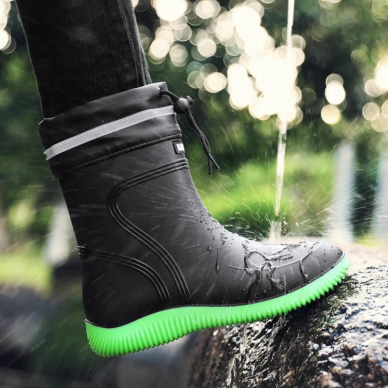 Модные нескользящие мужские резиновые сапоги, зимние бархатные теплые резиновые сапоги, рабочие ботинки для мужчин, обувь для поваров, обувь для рыбалки, высокое качество
