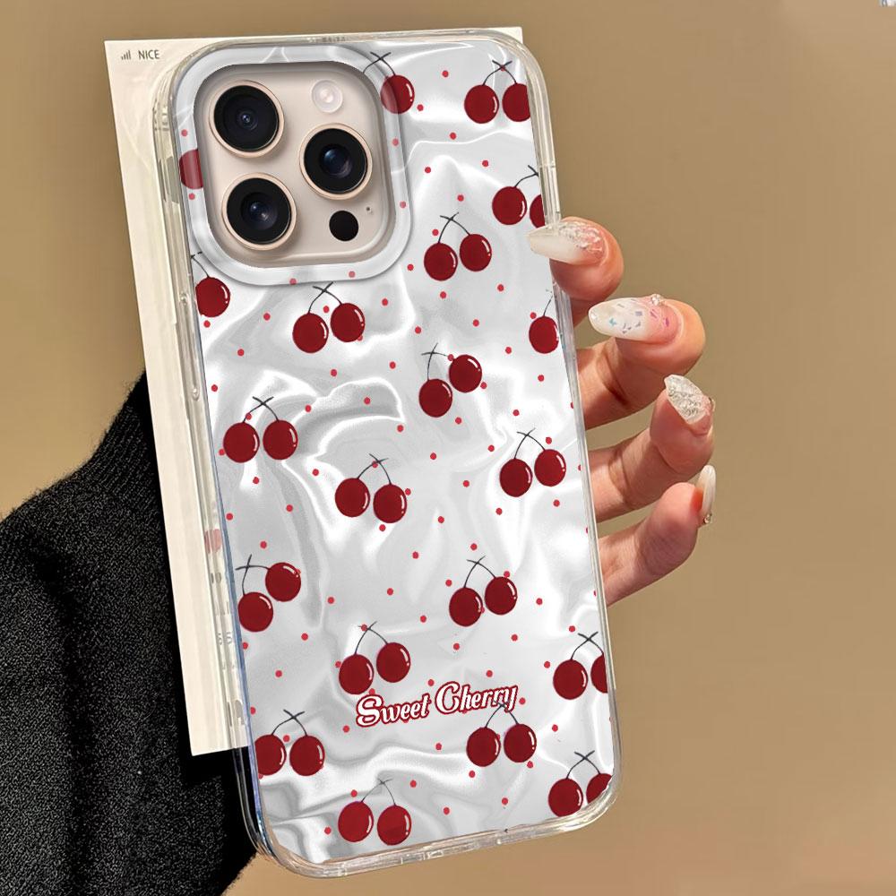 Летний Чехол для Телефона с Фруктом Вишня Женский Водная Текстура для iphone 16 15 14 7 8 Plus 13 11 12 Pro Max X XS XR SE 2022 2020 16e Чехол