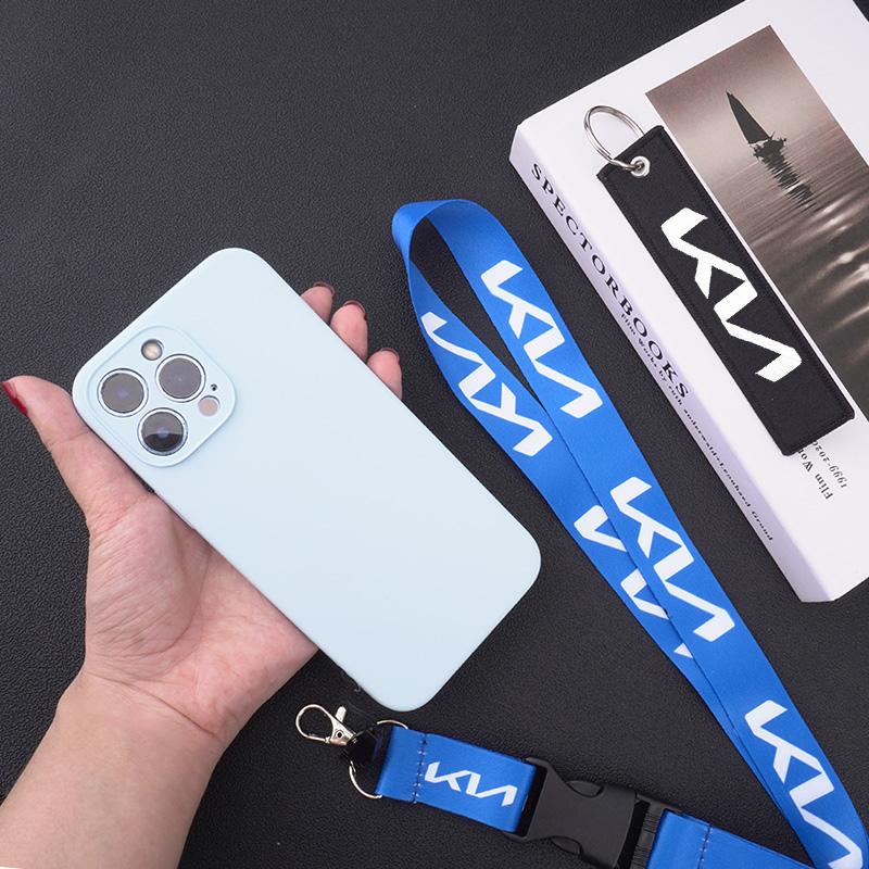 URDV7 Car Keychain Neck Wear ID Card Pass Lanyard Nylon Long Keyring Ribbon For KIA KN Rio Ceed Sportage Cerato Sorento Optima Picanto