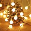Frosted LED Solar String Lights - Small White Round Ball Tent & Room Decor