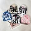 Blocked Simple Color Letter And Heart Pattern Women Casual Warm Hat Knitted