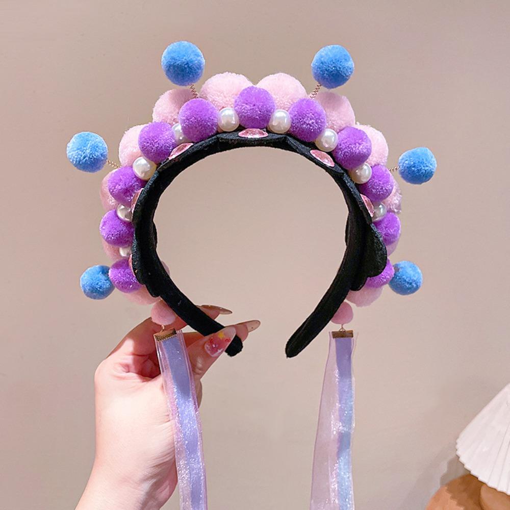 Pearl Chinese New Year Headwear Tang Suit Hair Hoop Hanfu Headwear Beijing Opera Headband  Girls