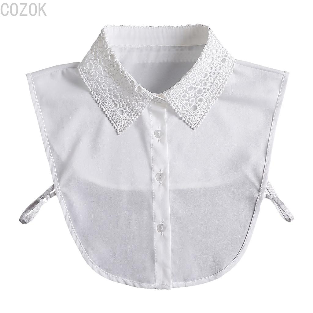 Fashion Women's Embroidery Shirt Fake Collar Removable Mujer Faux Cols White Sweater False Collar Lapel Shirt Blouse Detachable