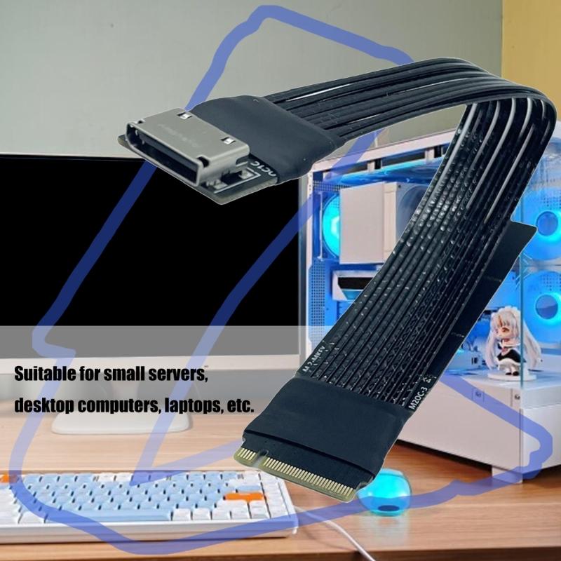 Кабель-адаптер Gen4 Oculink SFF-8611 4iSFF-8612 Внешний M.2 на PCIe4 4X NVME Удлинитель Посеребренный
