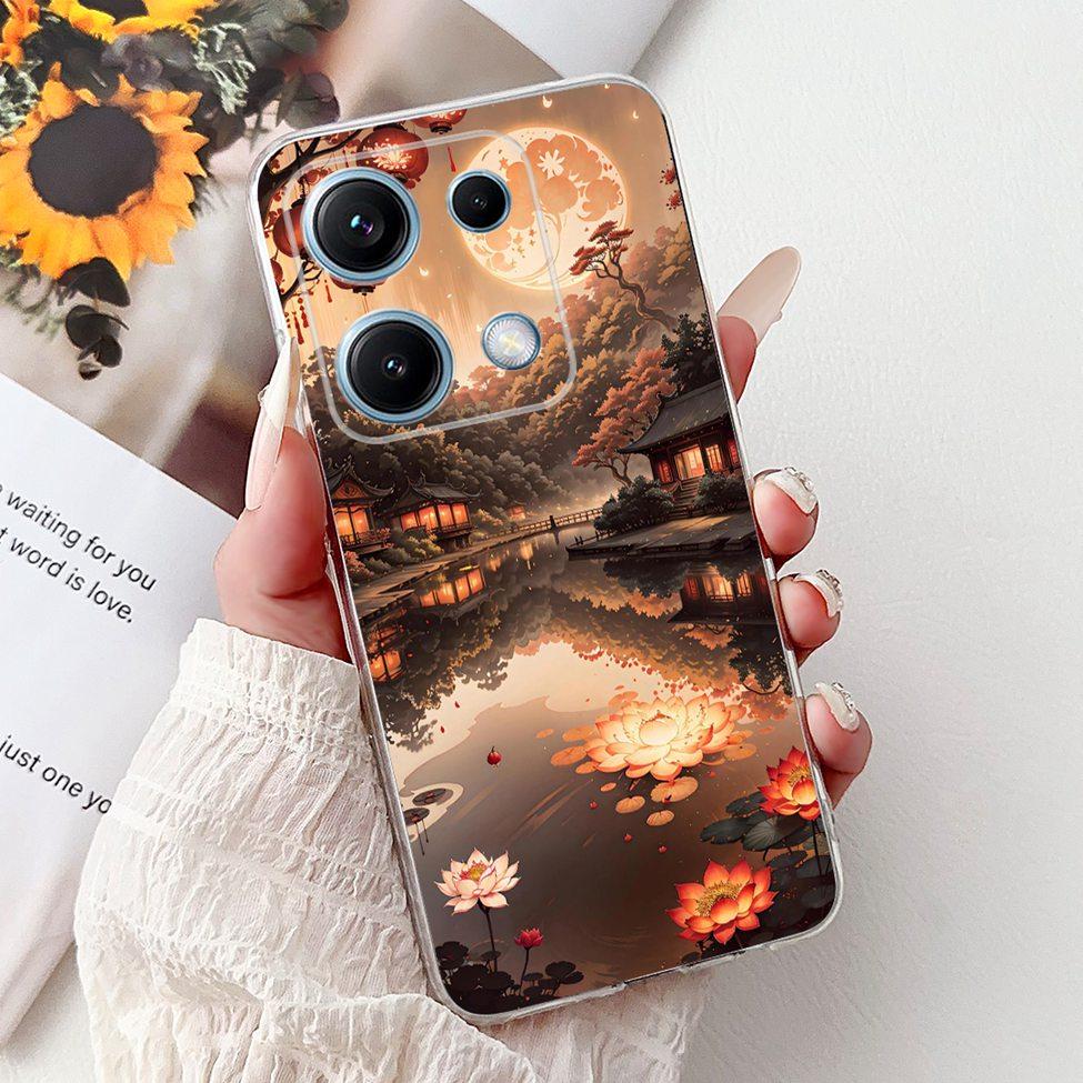 Clear For Redmi Note 14S 4G Case Cover Luxury Butterfly Love Fashion Flowers Cool Lion Cute Painted Soft Casing