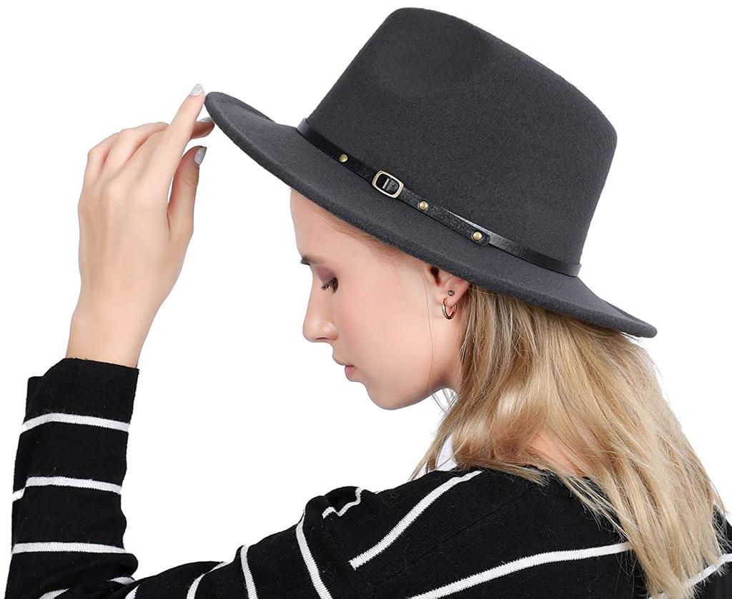 Classic British Belt Buckle Wool Fedora Hat Men Women Imitation Woolen Winter Felt Hats Fashion Jazz Hat Chapeau