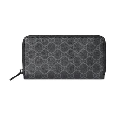 Кошелек на молнии GG Supreme Canvas, Черно-серый Монограмма, Мужской длинный кошелек для повседневного использования 821207-FAD6M-1000