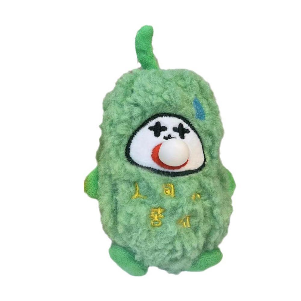 Cartoon Bitter Gourd Plush Keychain Spit Bubble Bitter Gourd Doll Keyring Car Keys Accessories