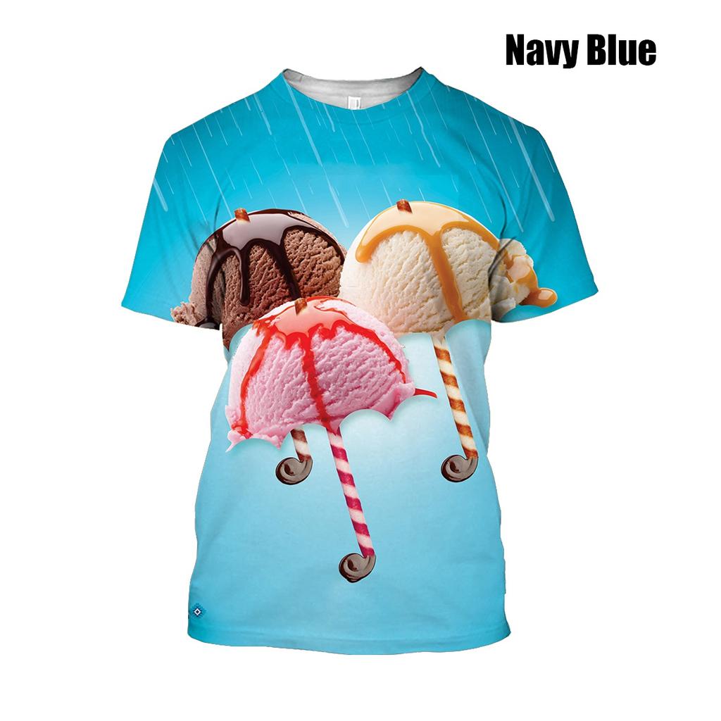 Новая мужская и женская летняя новая модная футболка с мороженым и 3D принтом, летняя уличная забавная еда, повседневный топ в стиле хип-хоп, панк