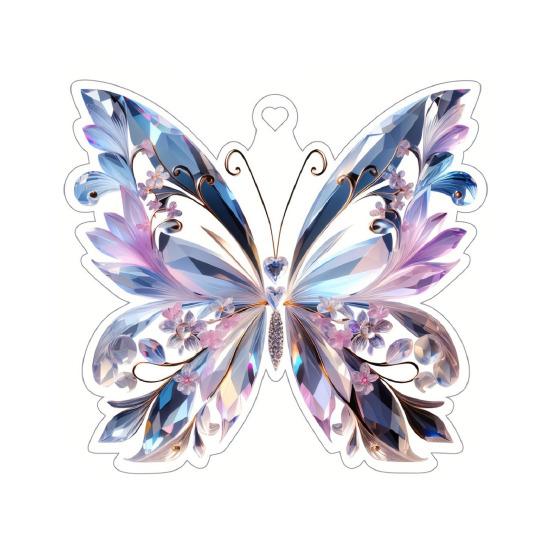 Acrylic Colorful Butterfly Hanging Decoration Home Indoor Christmas Tree Car Rearview Mirror 2D Flat Butterfly Ornament Pendant