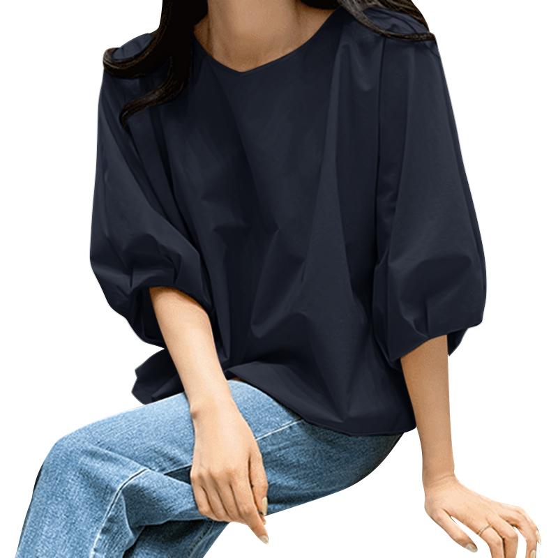 ZANZEA Женская летняя повседневная свободная блузка с круглым вырезом и рукавом 3/4