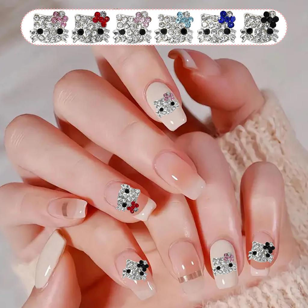 Части ногтей 60 штук, детали для украшения ногтей 6 цветов по 10 штук в каждом, 3D-мультяшное украшение для ногтей, 3D-принадлежности для ногтей, милые детали ручной работы