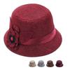 Linen Material Fedora Hat Floral Design Bowler Hat Vintage European Bucket Hat  Formal Events