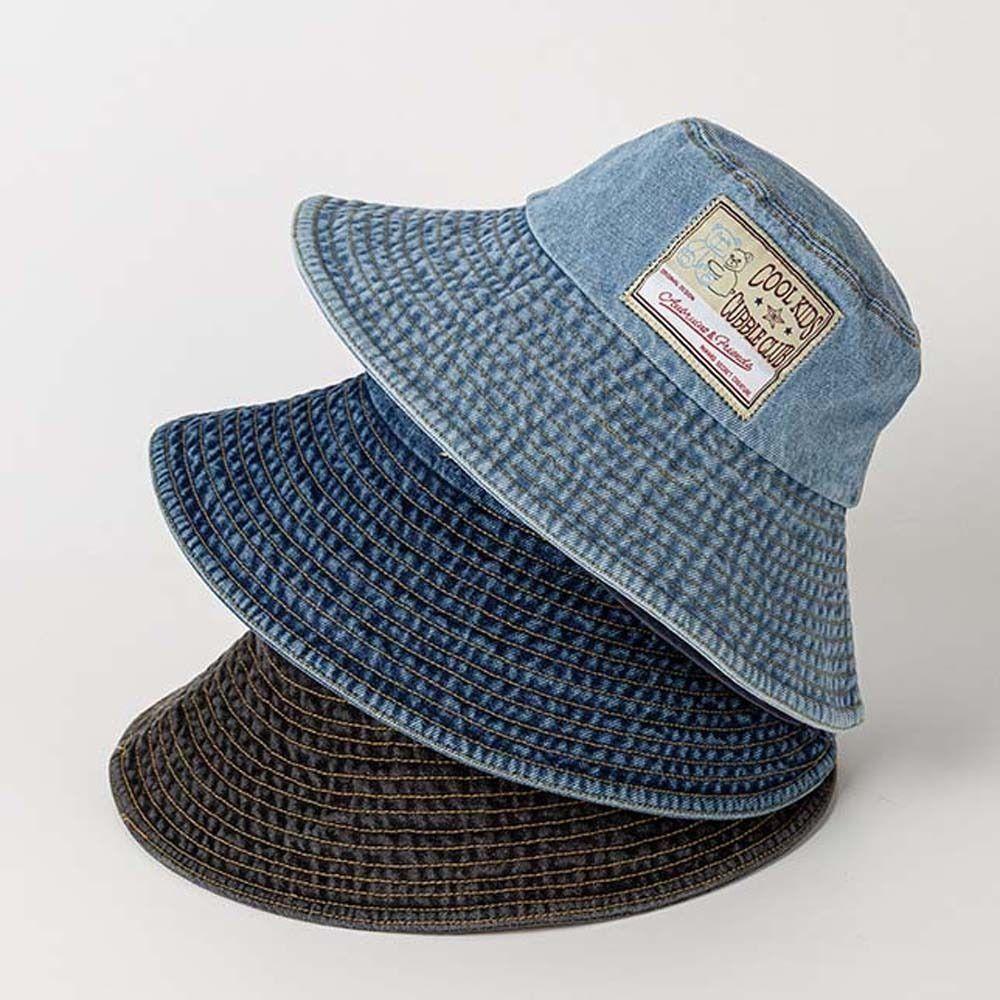 Lightweight Denim Bucket Hats Wide-Brimmed Sun Protection Basin Cap Retro Fisherman Hat Spring