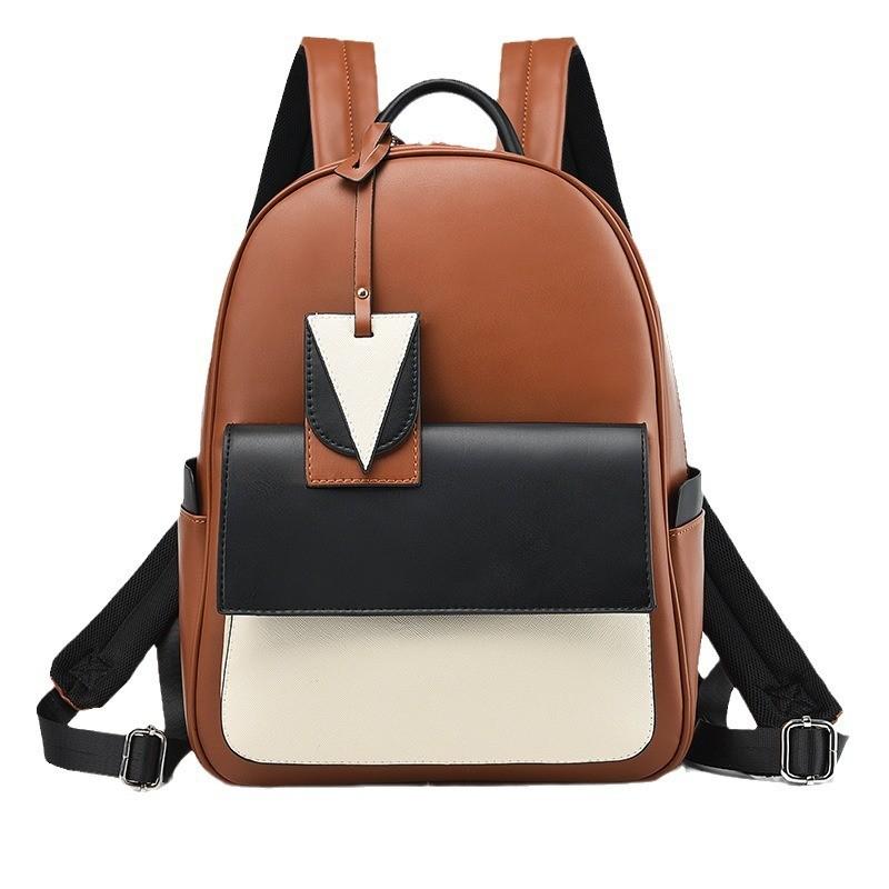 Fashionable Pu Dual Color Backpack Spacious Design Perfect For Students And Everyday Use
