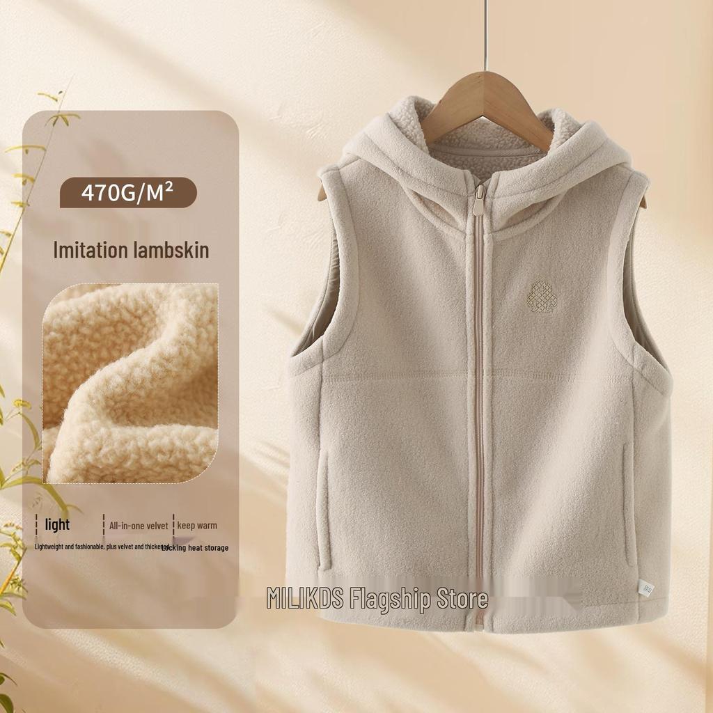 Детский флисовый жилет с капюшоном - Осенне-зимний стиль для мальчиков и девочек