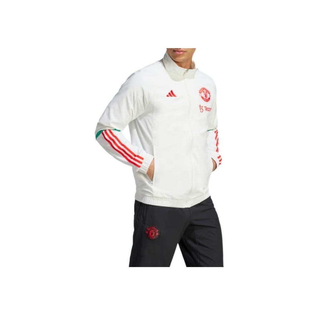 Adidas Manchester United Tiro 23 Presentation Jacket With High Collar And Zip Men Jacket White IA8485