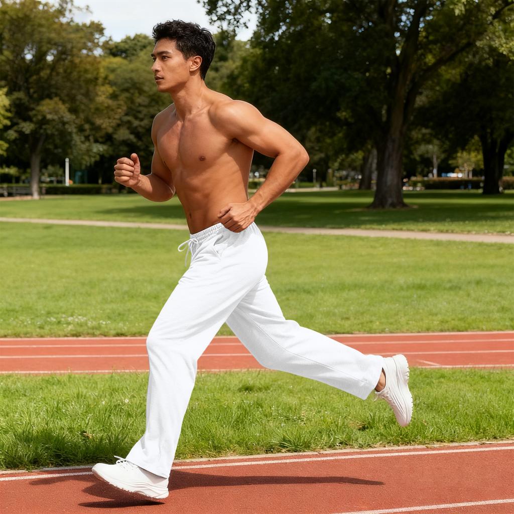 Men's Casual Loose Sports Loose Straight Leg Fitness Belt Pocket Sweatpants