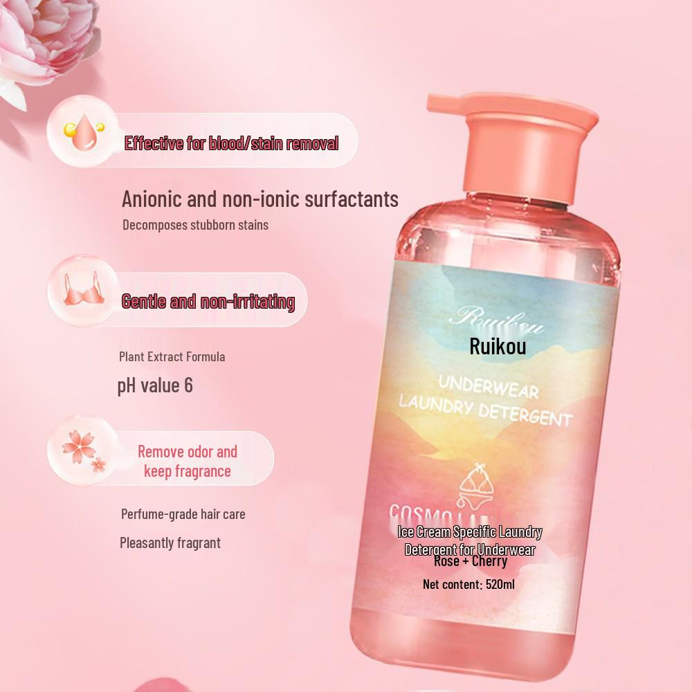 Антибактериальное средство для стирки Rui Kou для нижнего белья - Удаляет пятна и кровь, с долговременным ароматом.