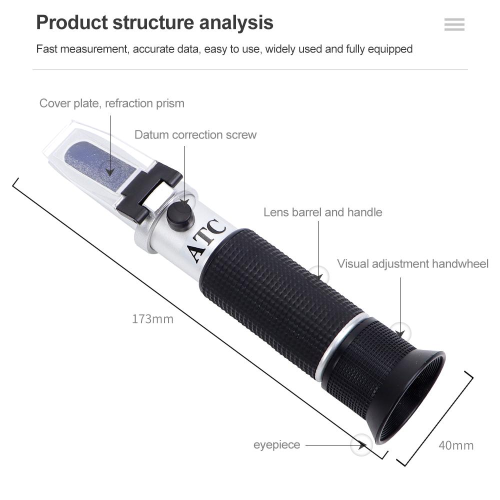 Ручной рефрактометр для фруктового вина 0 - 140°OE 3 в 1 Рефрактометр для виноградного и алкогольного вина Измеритель концентрации сахара в вине 0-32%Brix Тестер