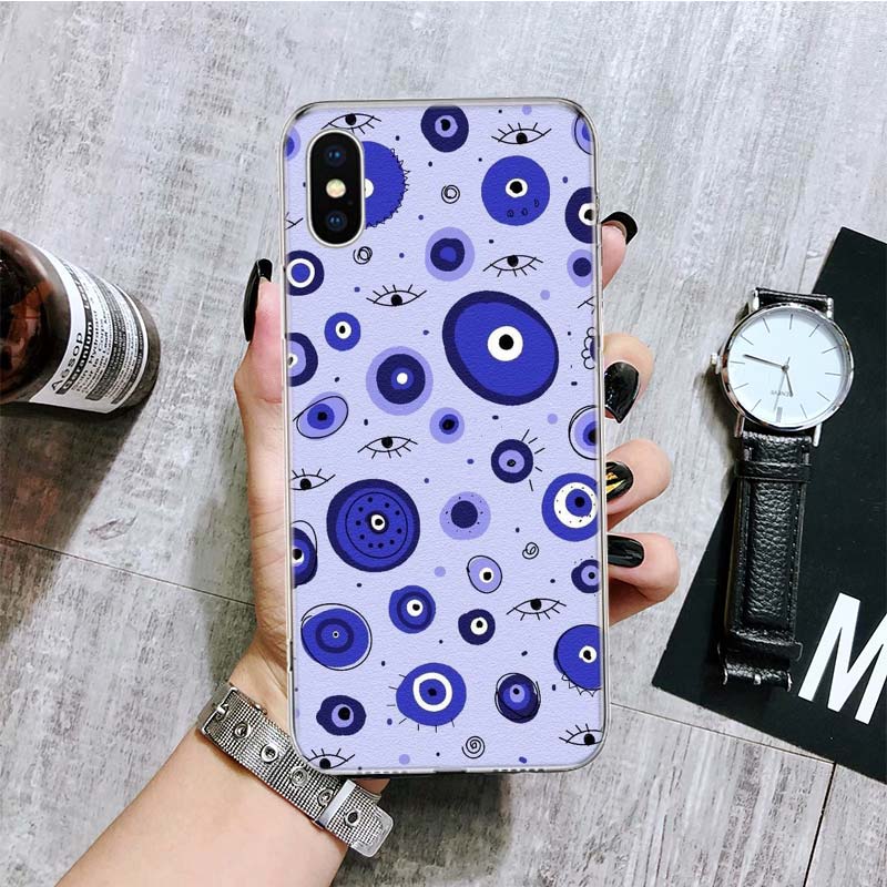 Счастливый синий глаз от сглаза Чехол для телефона Для iPhone 17 Air 16 15 Plus 11 14 Pro Max 13 Mini 12 7 8 + SE Узорный Арт Индивидуальный Чехол 17 Ai